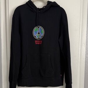 Levi's Black Hoodie with Earth Peace Design